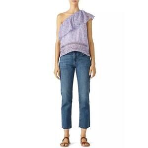 Saylor Janice Ruffled Silk Blend Ruffle Ladder Lace Inset‎ Lilac Size Small